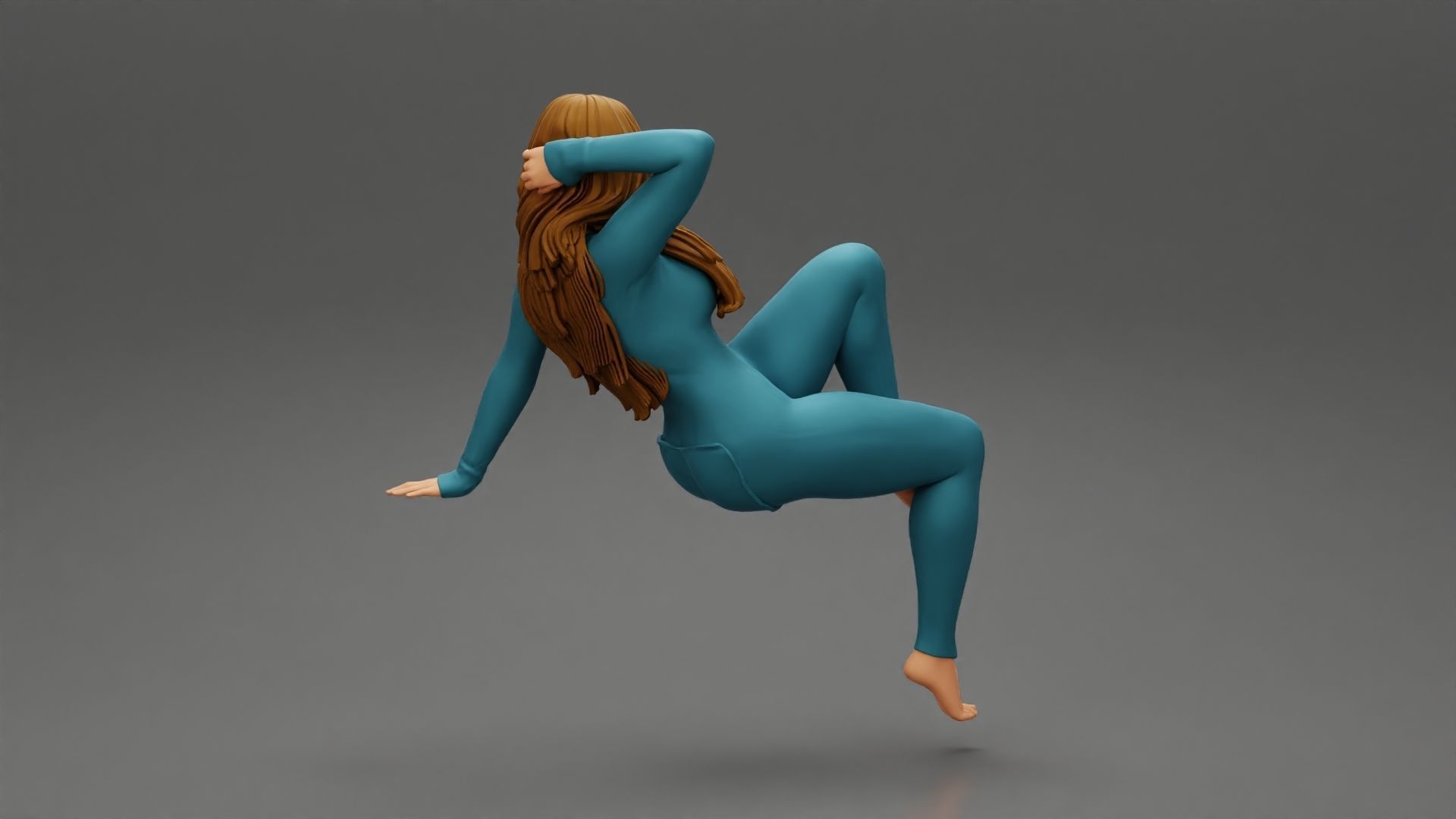 Girl sitting in Pajama With Open Butt Flap Sexy Sleep Suit Snowy 3D print model_3