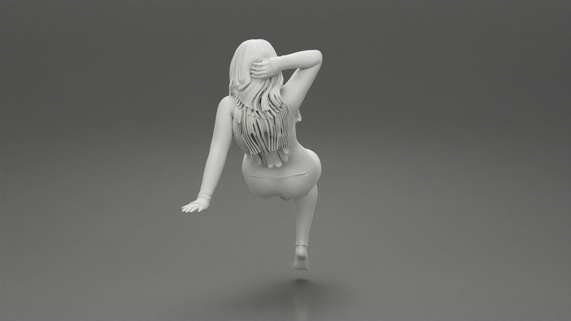 Girl sitting in Pajama With Open Butt Flap Sexy Sleep Suit Snowy 3D print model_10