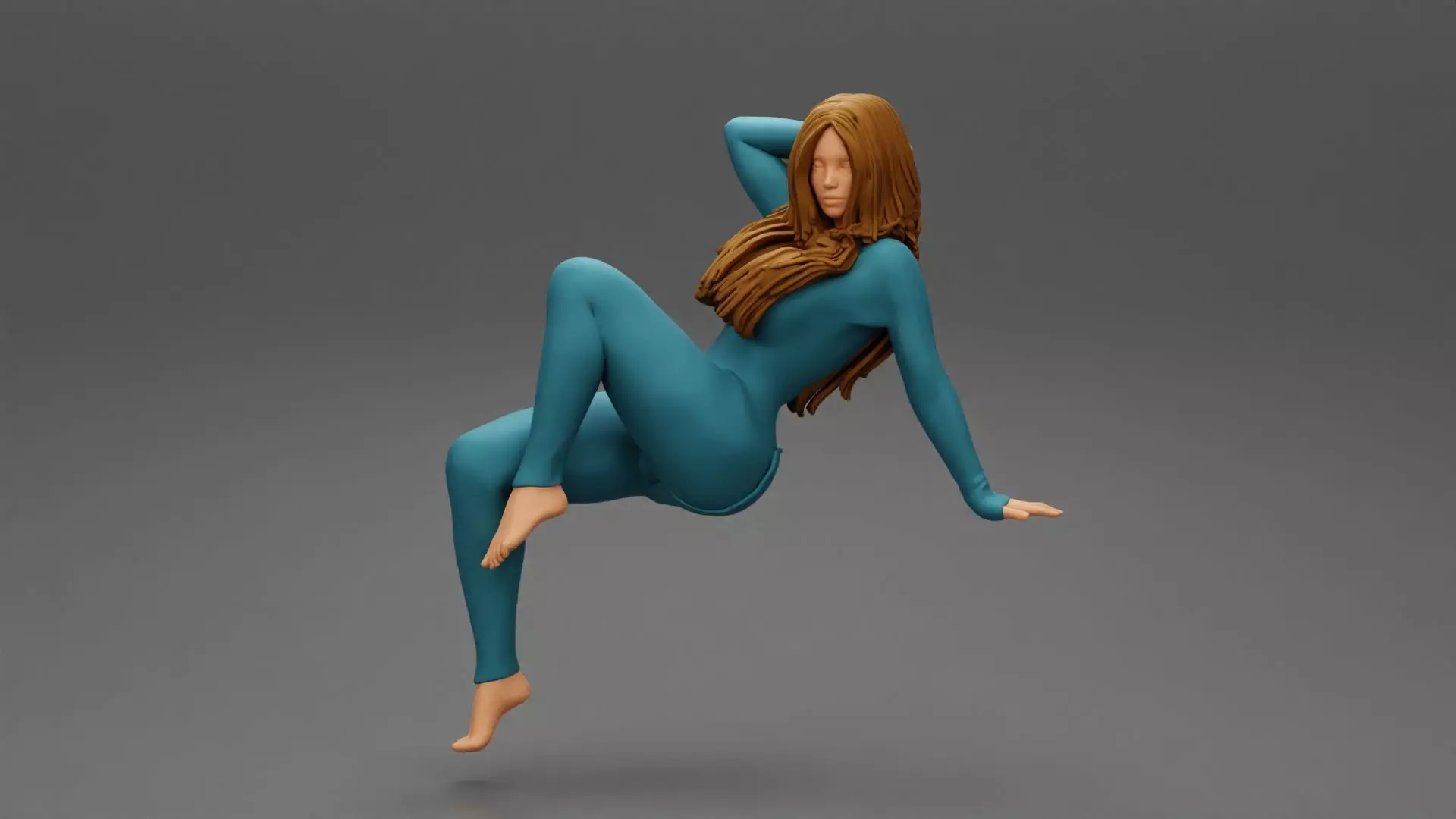 Girl sitting in Pajama With Open Butt Flap Sexy Sleep Suit Snowy 3D print model_0