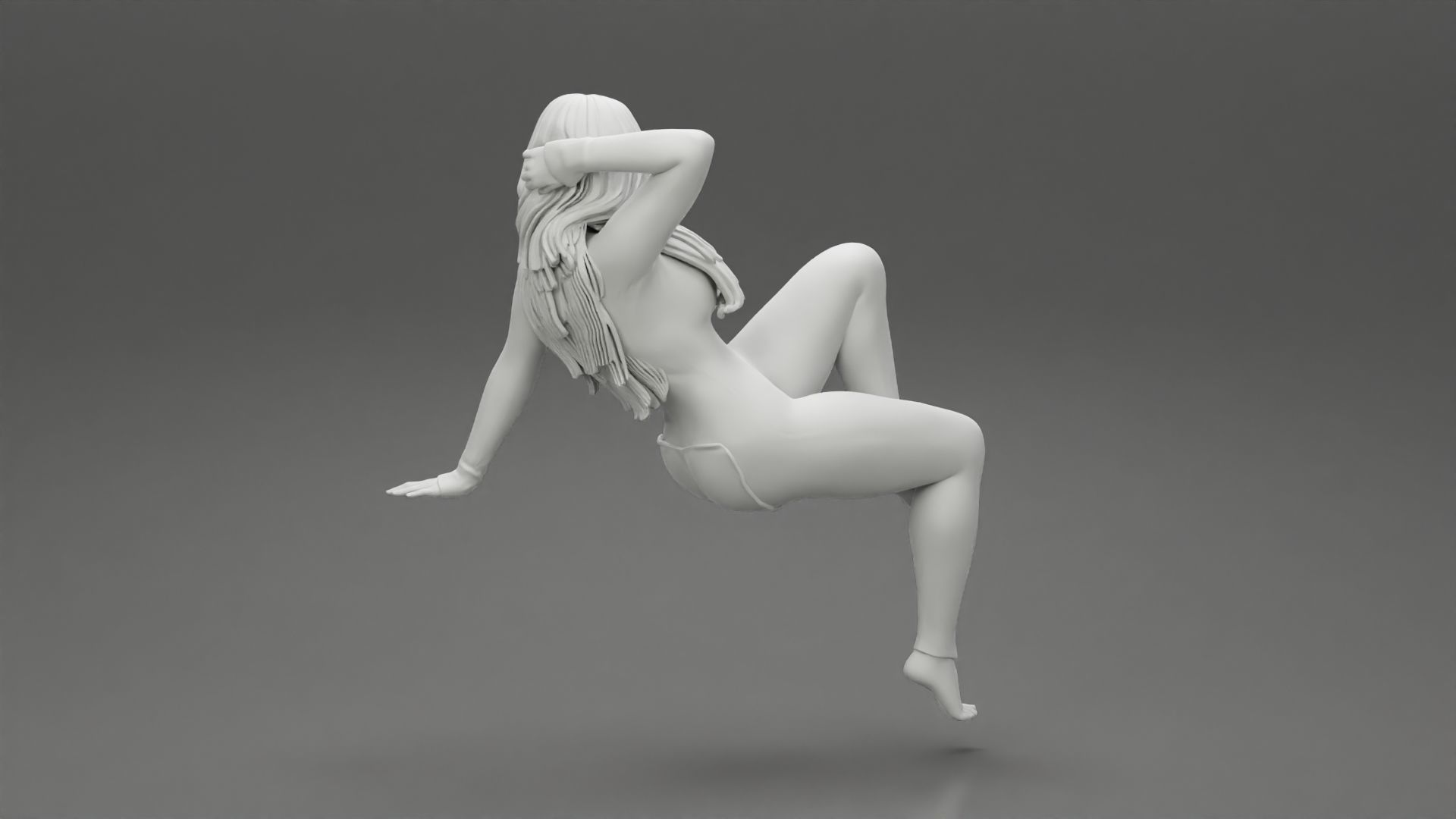 Girl sitting in Pajama With Open Butt Flap Sexy Sleep Suit Snowy 3D print model_9
