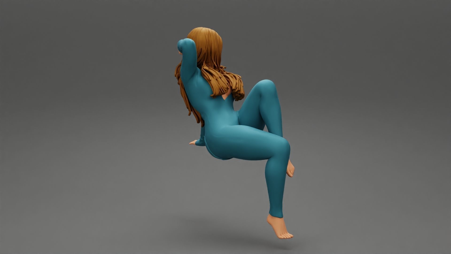Girl sitting in Pajama With Open Butt Flap Sexy Sleep Suit Snowy 3D print model_2