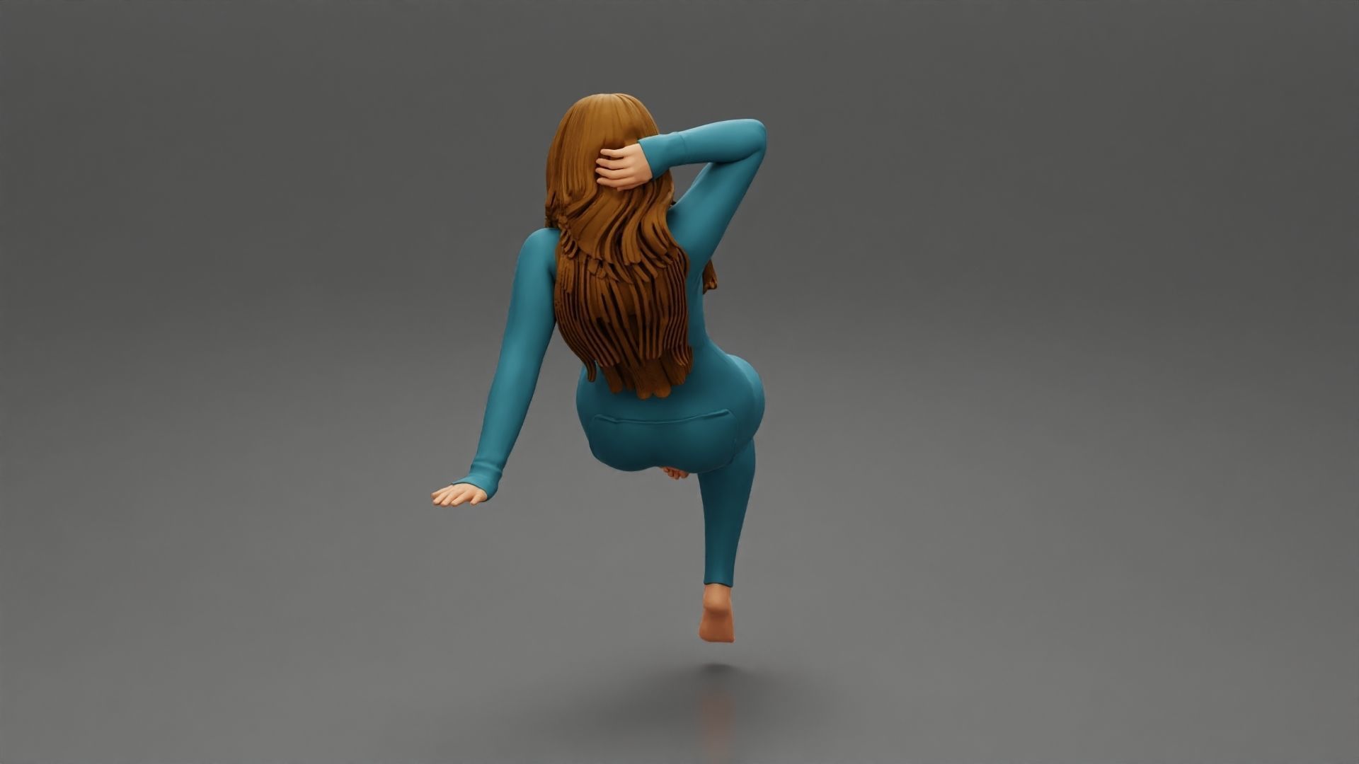 Girl sitting in Pajama With Open Butt Flap Sexy Sleep Suit Snowy 3D print model_4