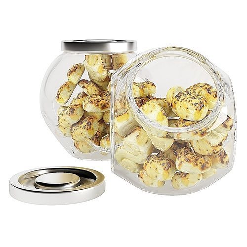 Glass jar cookie content 05 3D model 3