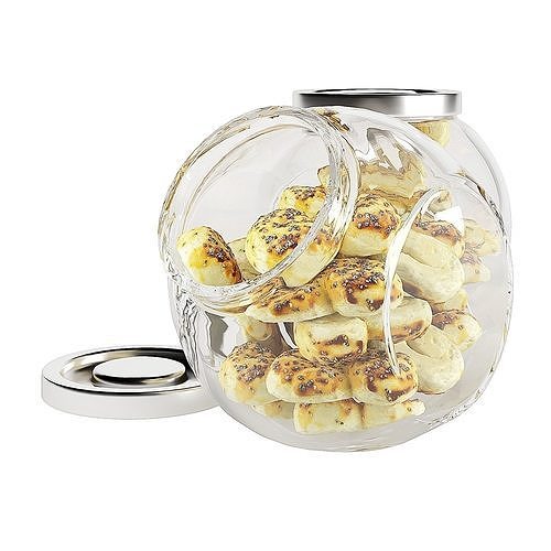 Glass jar cookie content 05 3D model 7