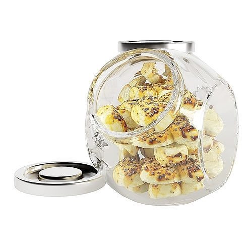 Glass jar cookie content 05 3D model 6