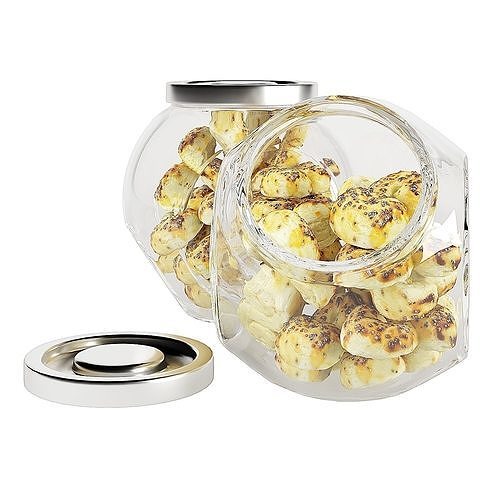 Glass jar cookie content 05 3D model 4