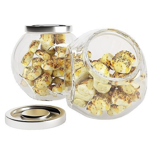 Glass jar cookie content 05 3D model 2