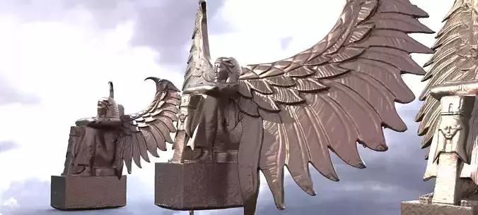 Egyptian Winged Deity Statue 3 designs 3D model