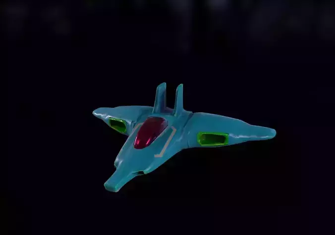 Sci-fi Jet Spaceship roaming through the Space