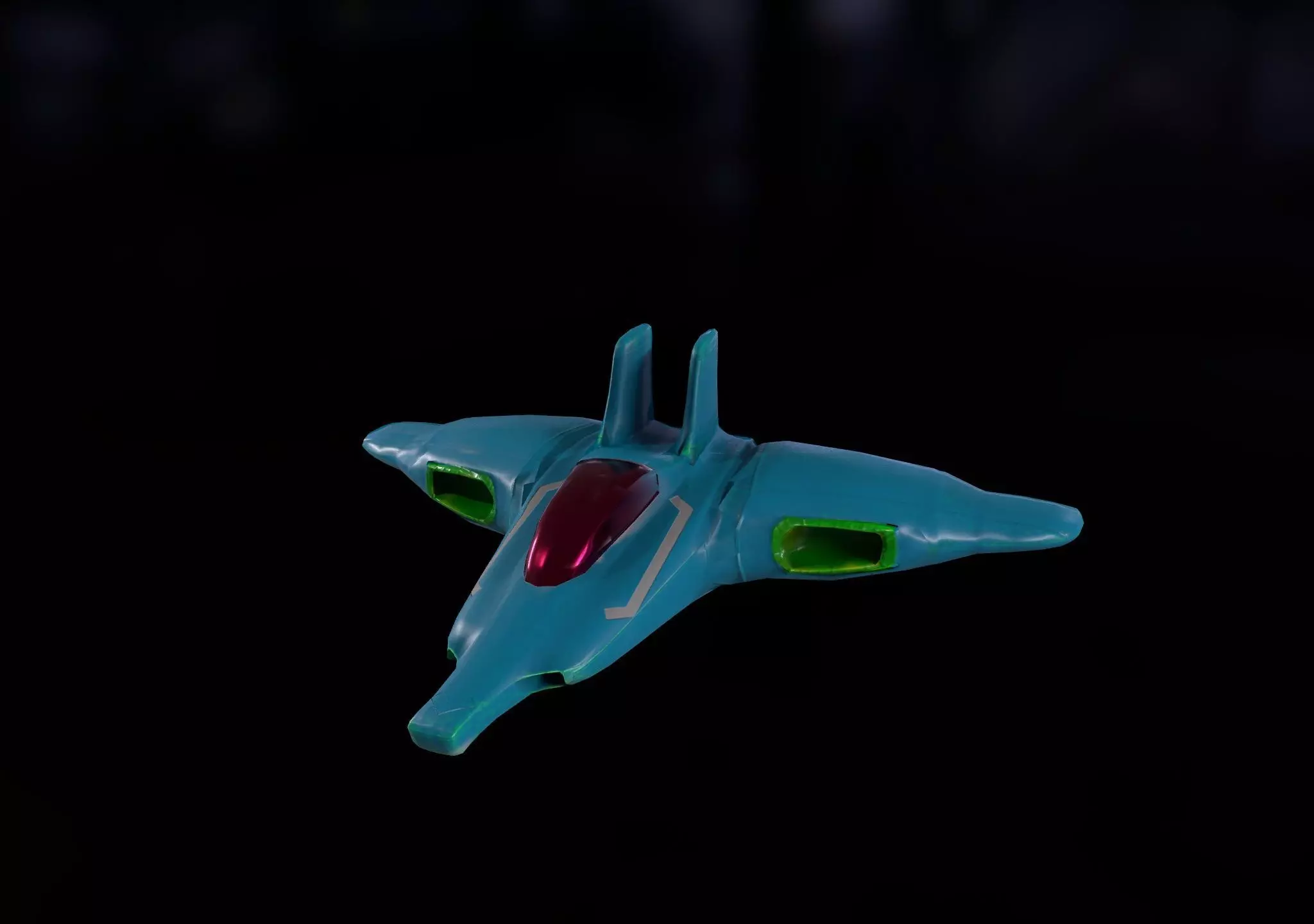 Sci-fi Jet Spaceship roaming through the Space Low-poly 3D model_0
