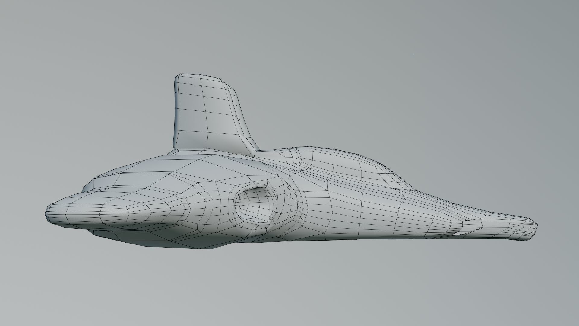 Sci-fi Jet Spaceship roaming through the Space Low-poly 3D model_6