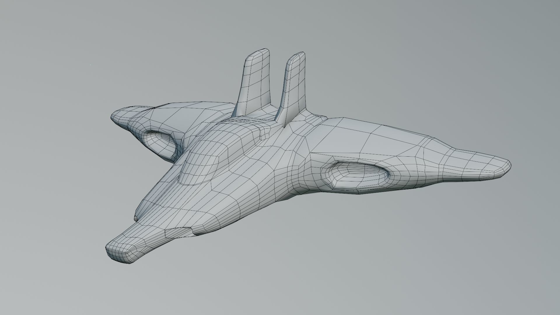 Sci-fi Jet Spaceship roaming through the Space Low-poly 3D model_5