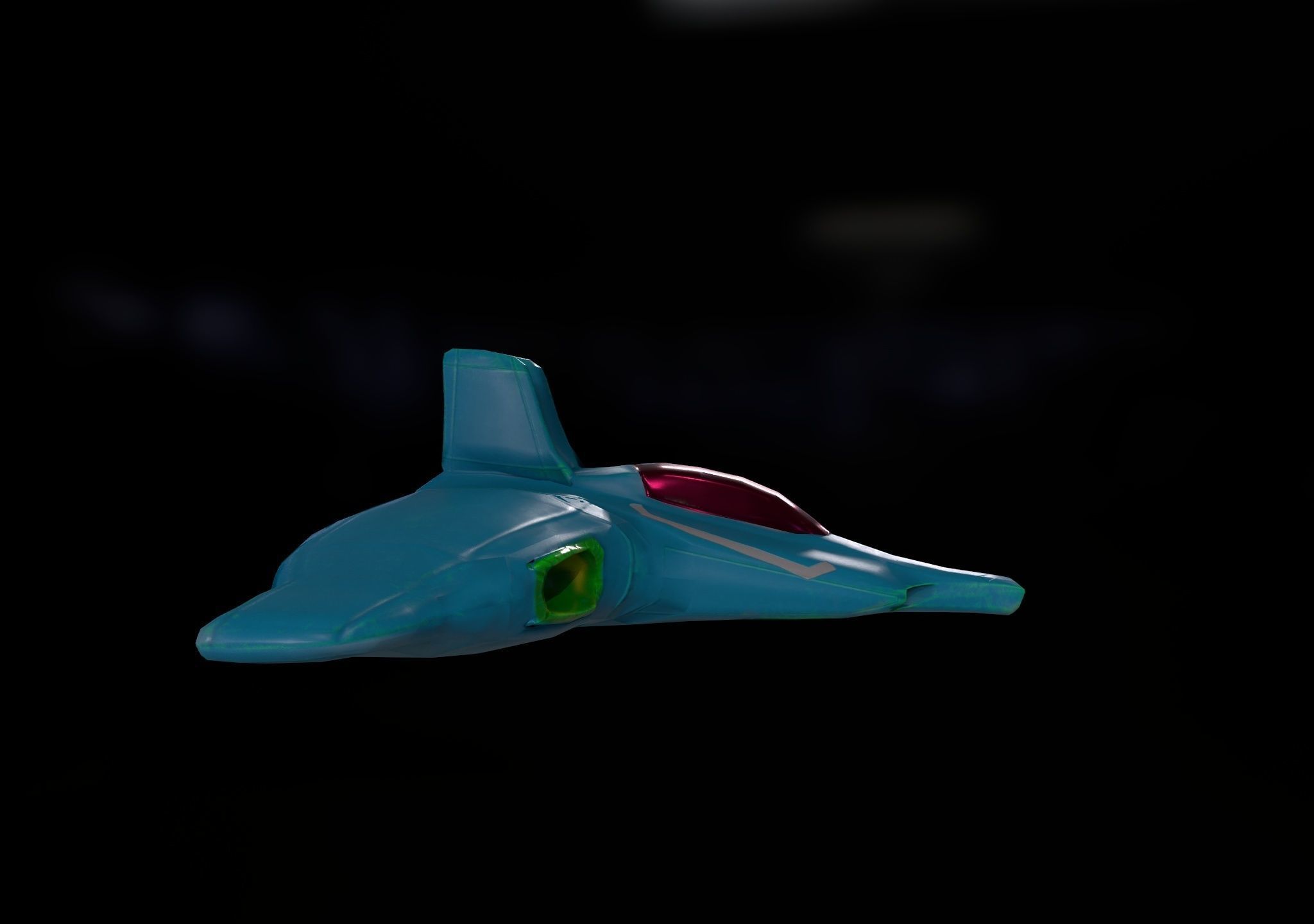 Sci-fi Jet Spaceship roaming through the Space Low-poly 3D model_2