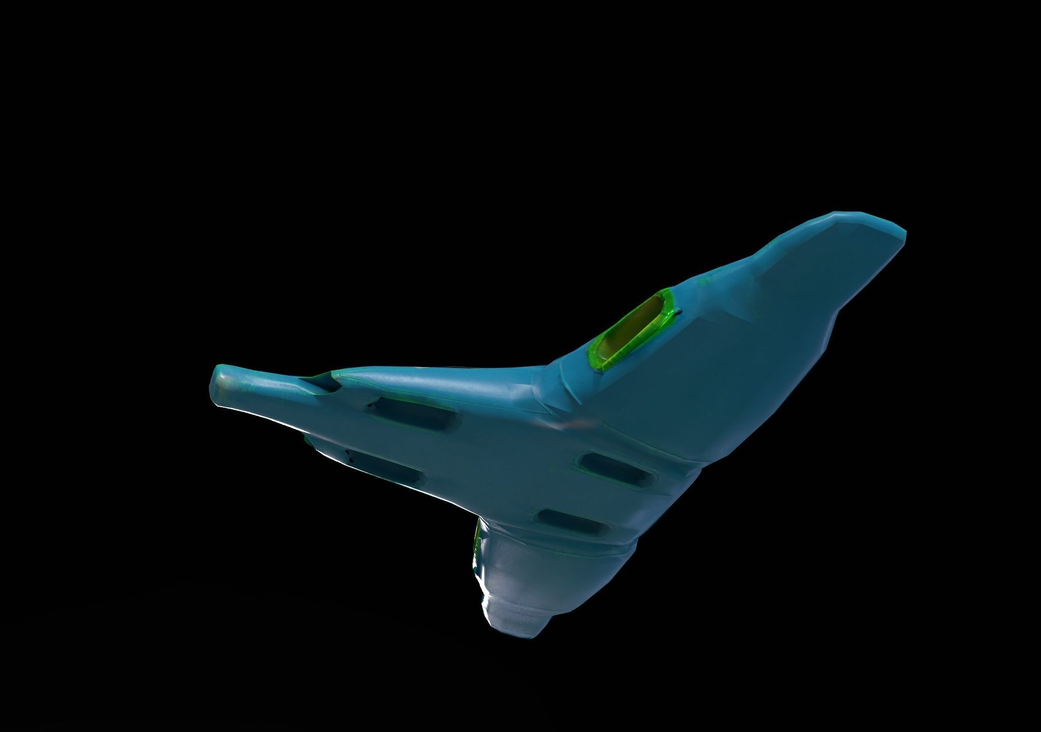 Sci-fi Jet Spaceship roaming through the Space Low-poly 3D model_4
