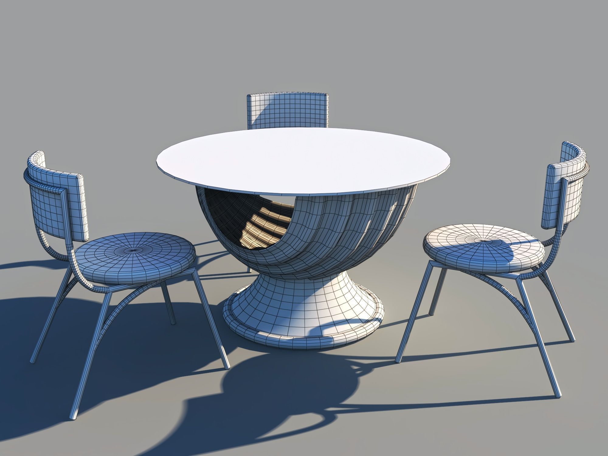 shell table and chairs for sea food resturant 3D model_3