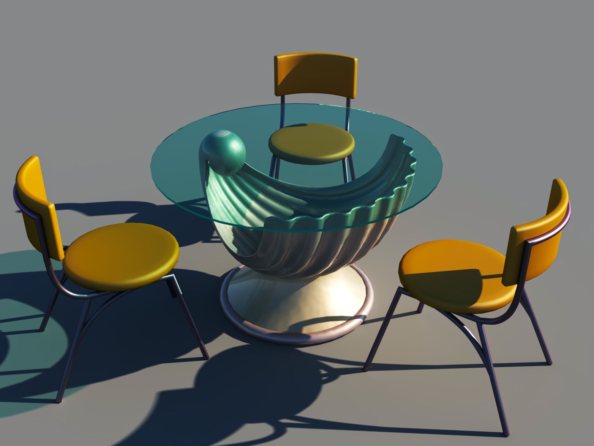 shell table and chairs for sea food resturant 3D model_1