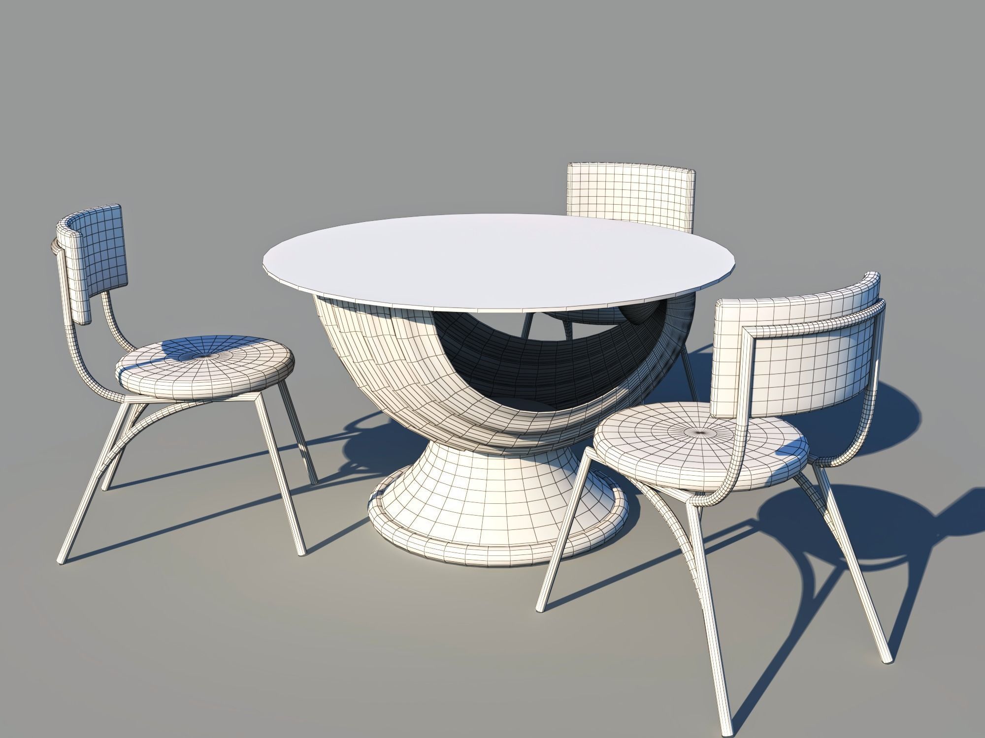 shell table and chairs for sea food resturant 3D model_4