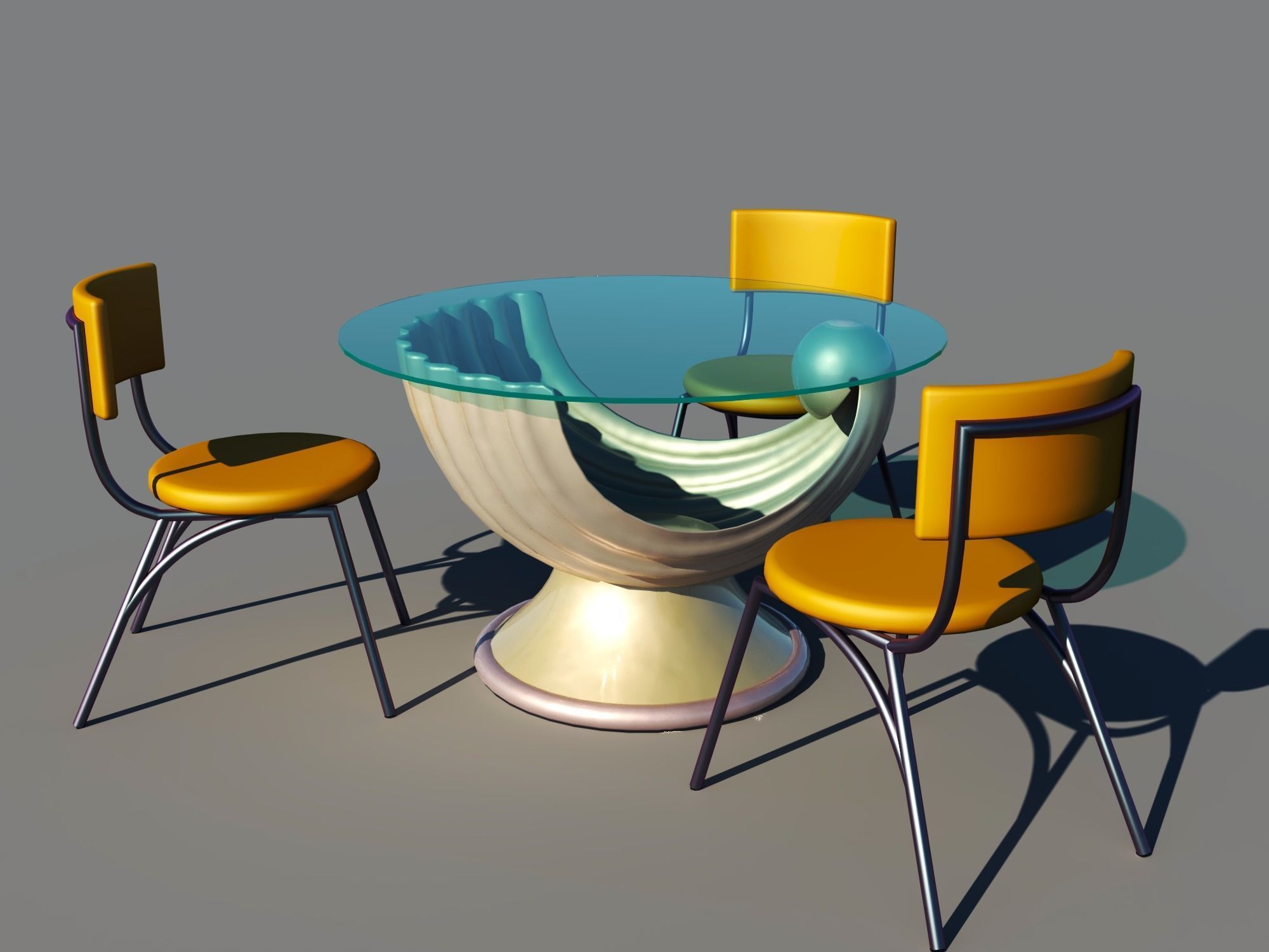 shell table and chairs for sea food resturant 3D model_2
