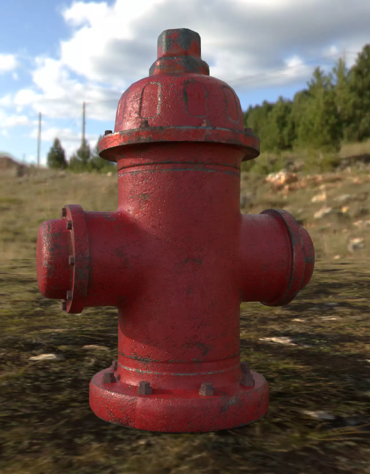 Fire Hydrant Model with 4K textures  Free low-poly 3D model_0