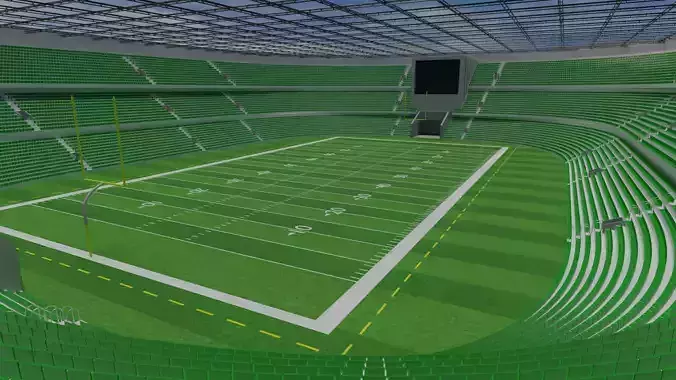 American Football Stadium - Green Low-poly 3D model