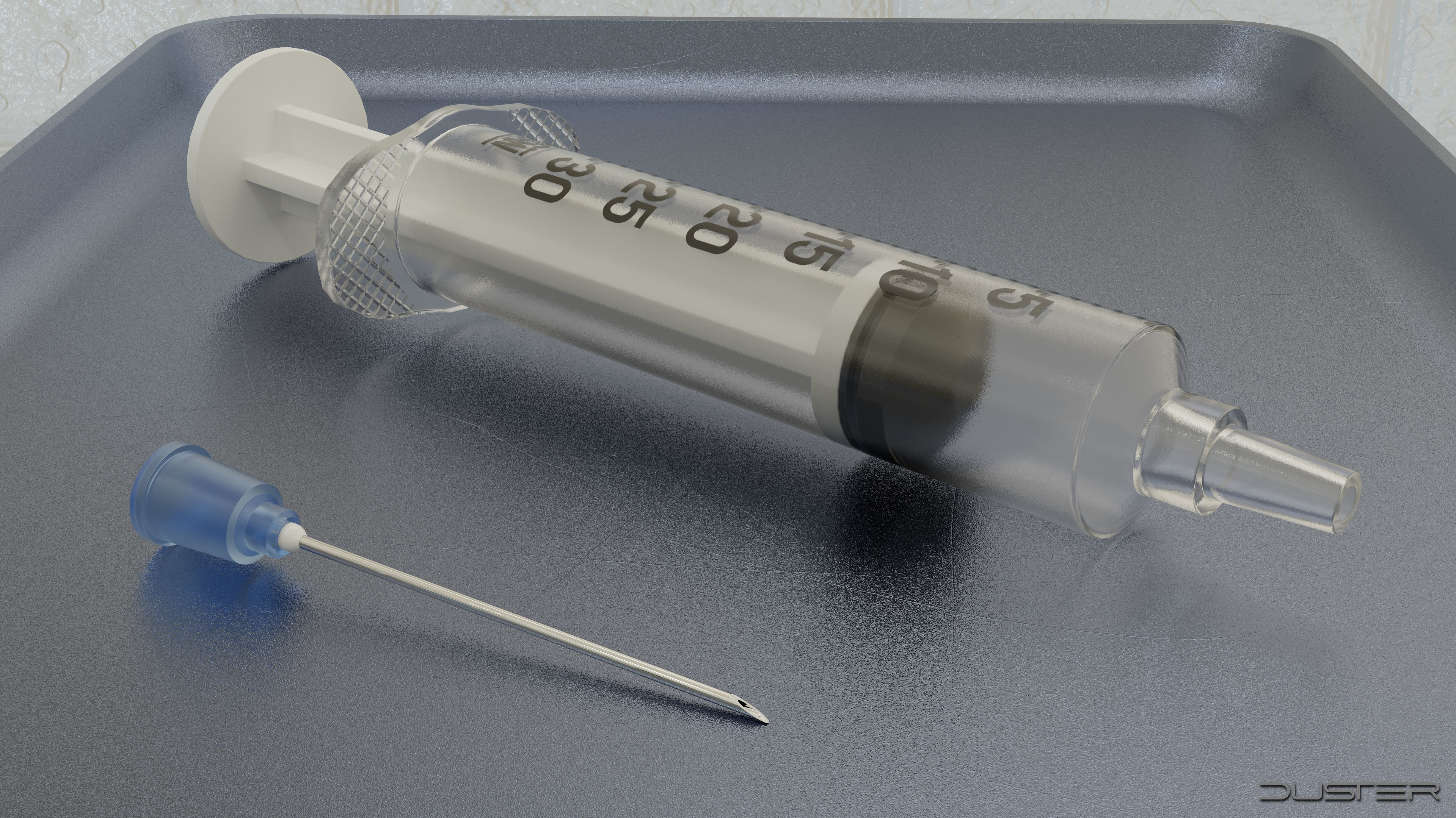 Medical Syringe Low-poly 3D model_1