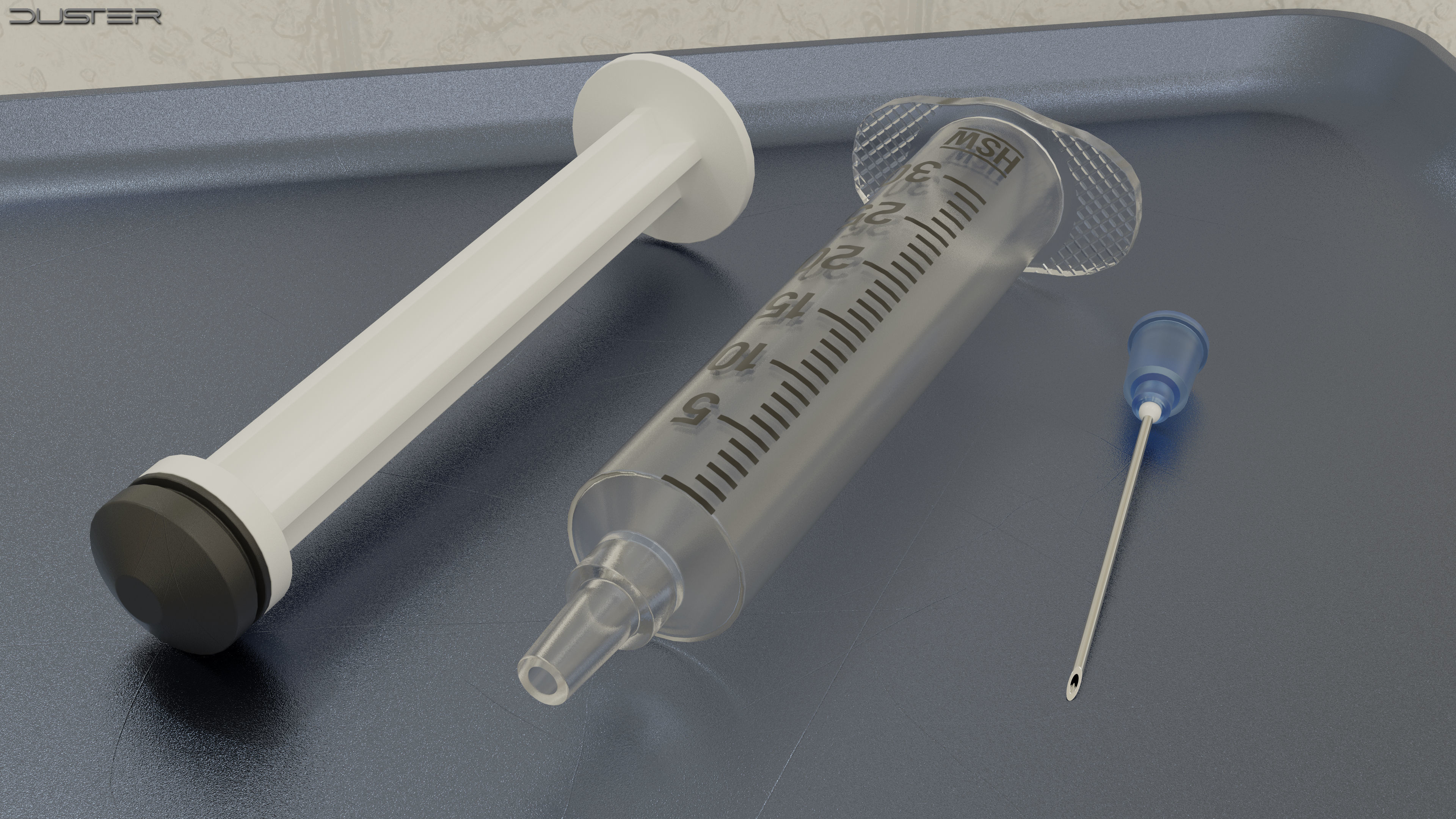 Medical Syringe Low-poly 3D model_3