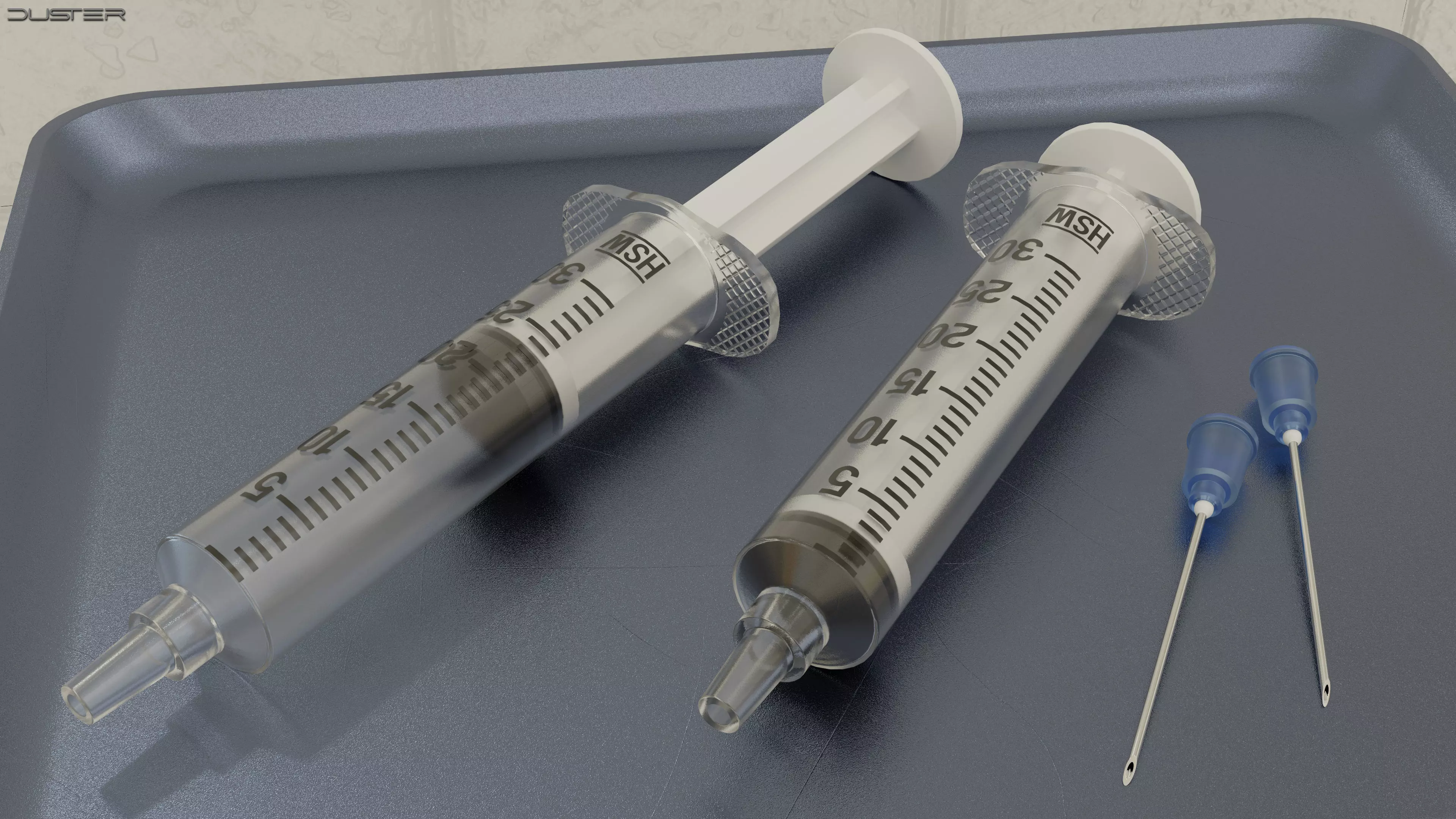 Medical Syringe Low-poly 3D model_0