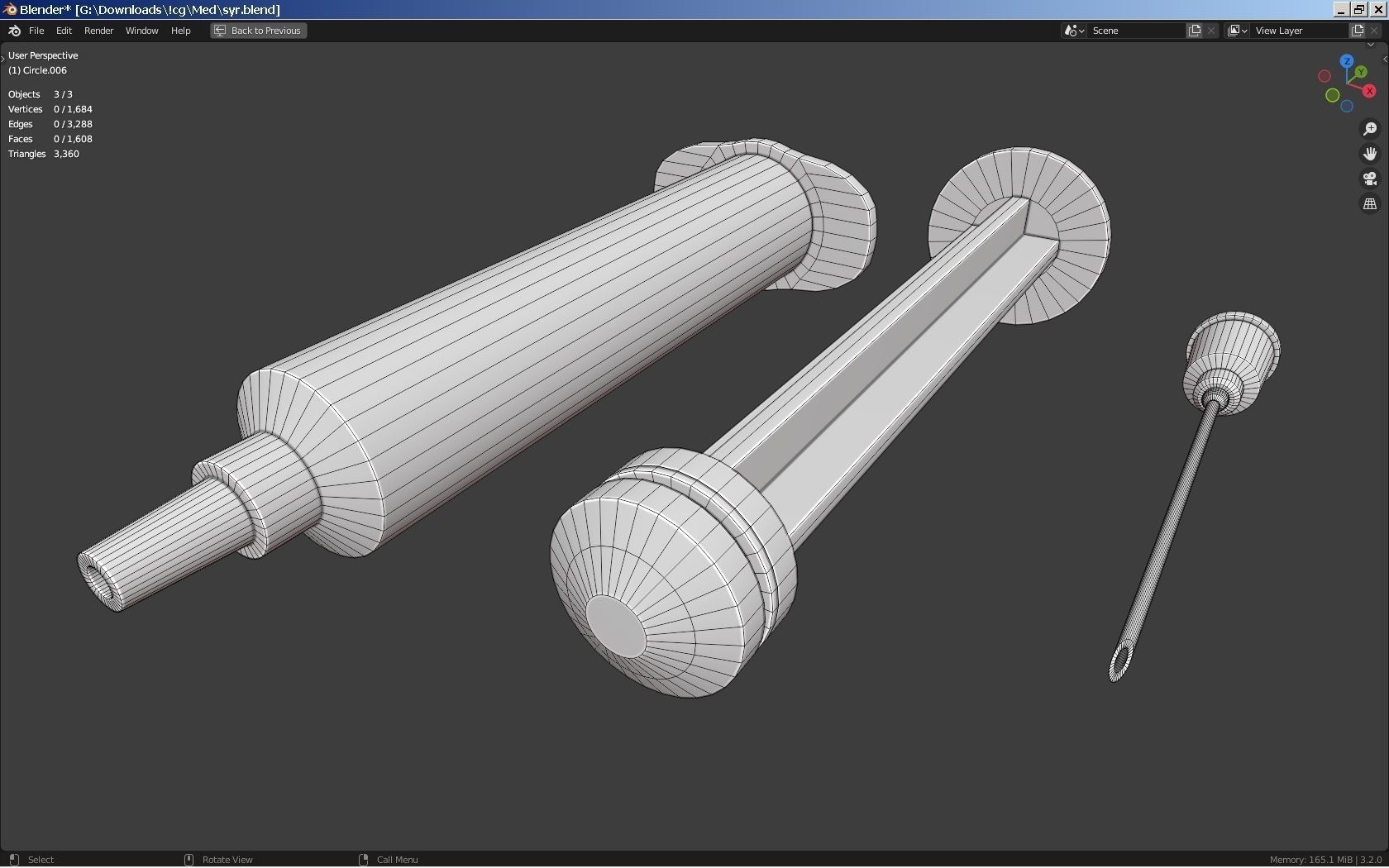 Medical Syringe Low-poly 3D model_5