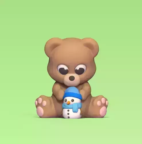 Bear Making Snowman 3D print model Bear Making Snowman 3D print model