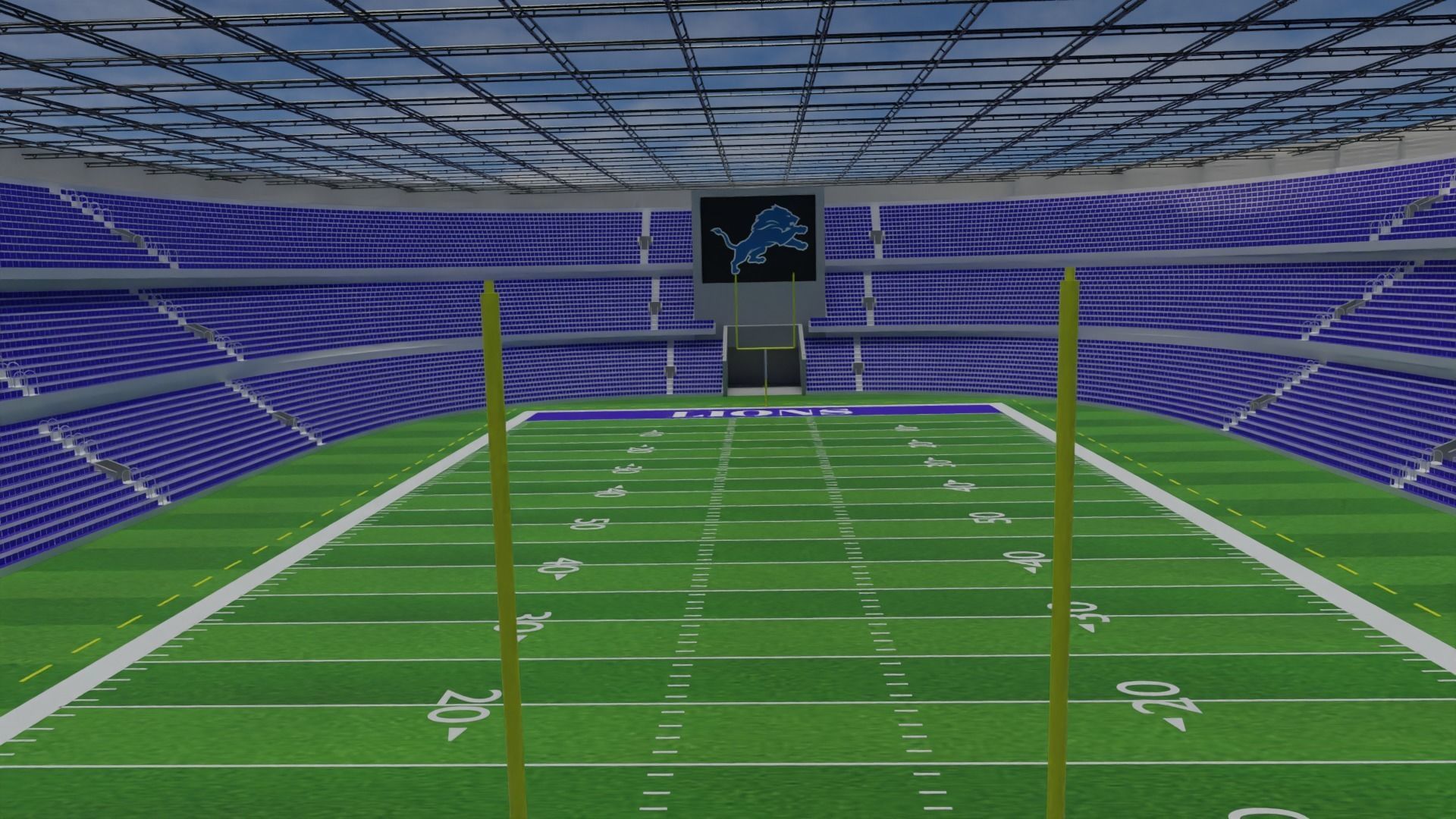 Detroit Lions - American Football Stadium  Low-poly 3D model_1
