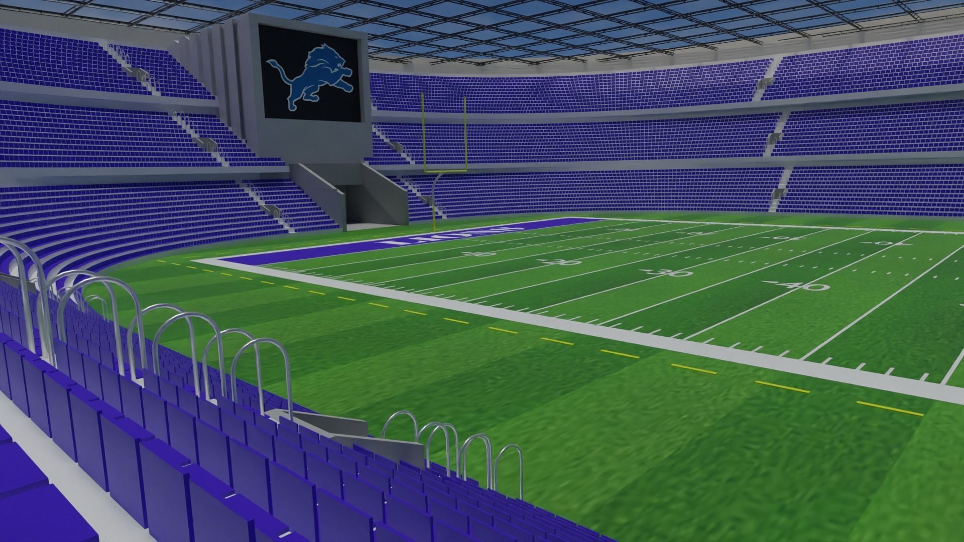 Detroit Lions - American Football Stadium  Low-poly 3D model_4