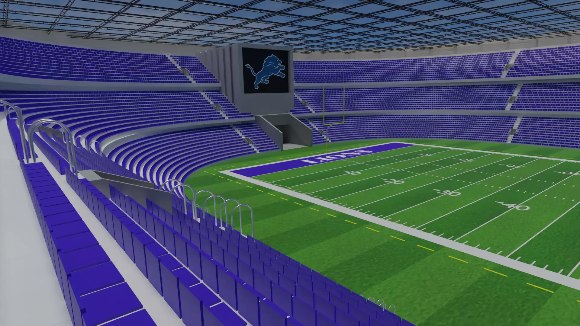 Detroit Lions - American Football Stadium  Low-poly 3D model_0