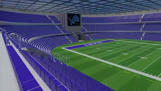 Detroit Lions - American Football Stadium  Low-poly 3D model