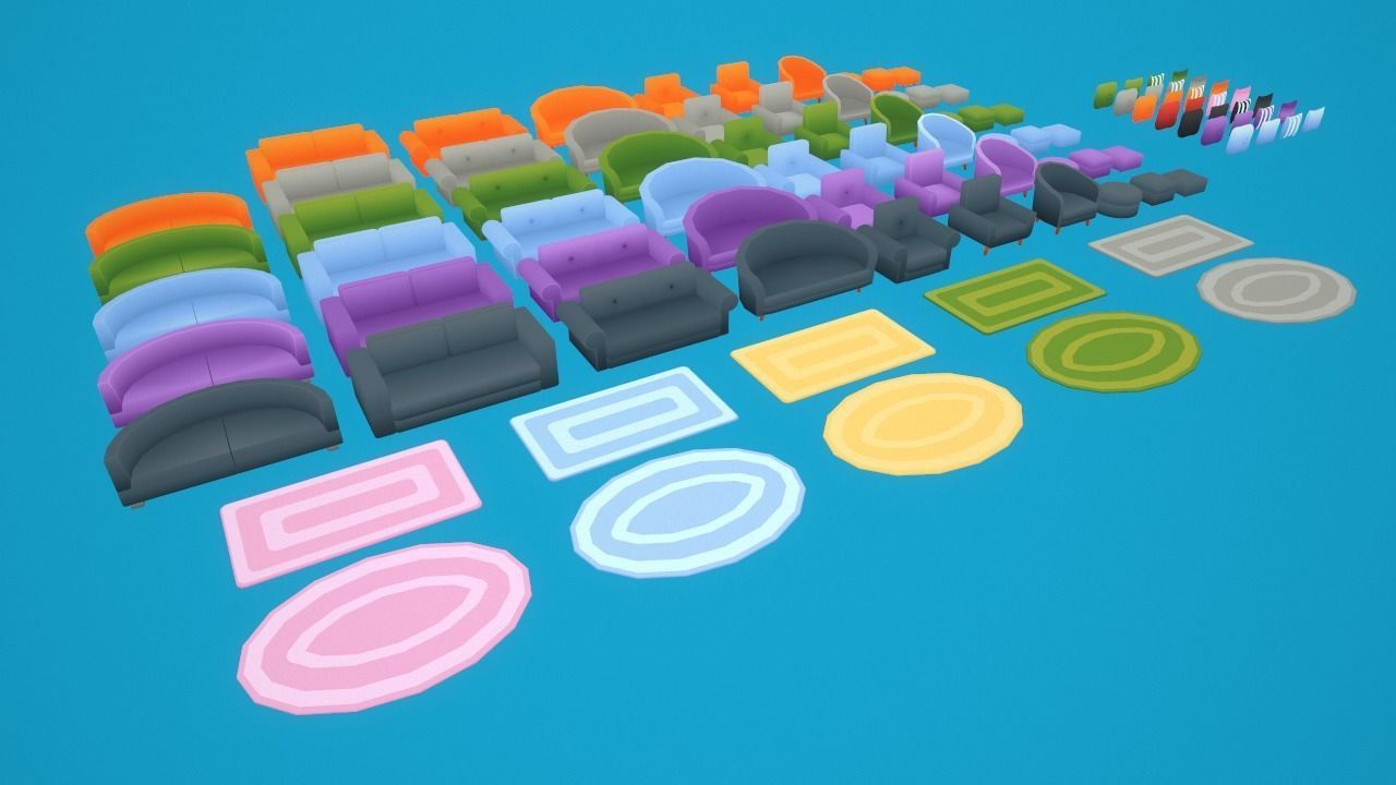 Furniture - Living Room Pack Low-poly 3D model_3