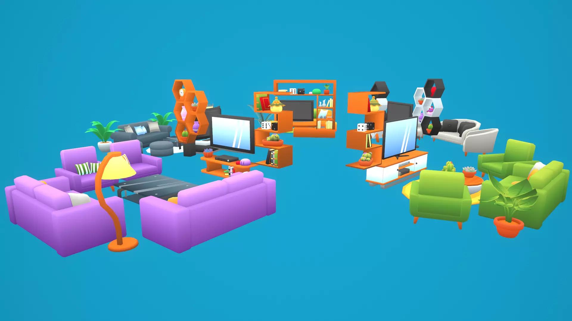 Furniture - Living Room Pack Low-poly 3D model_0