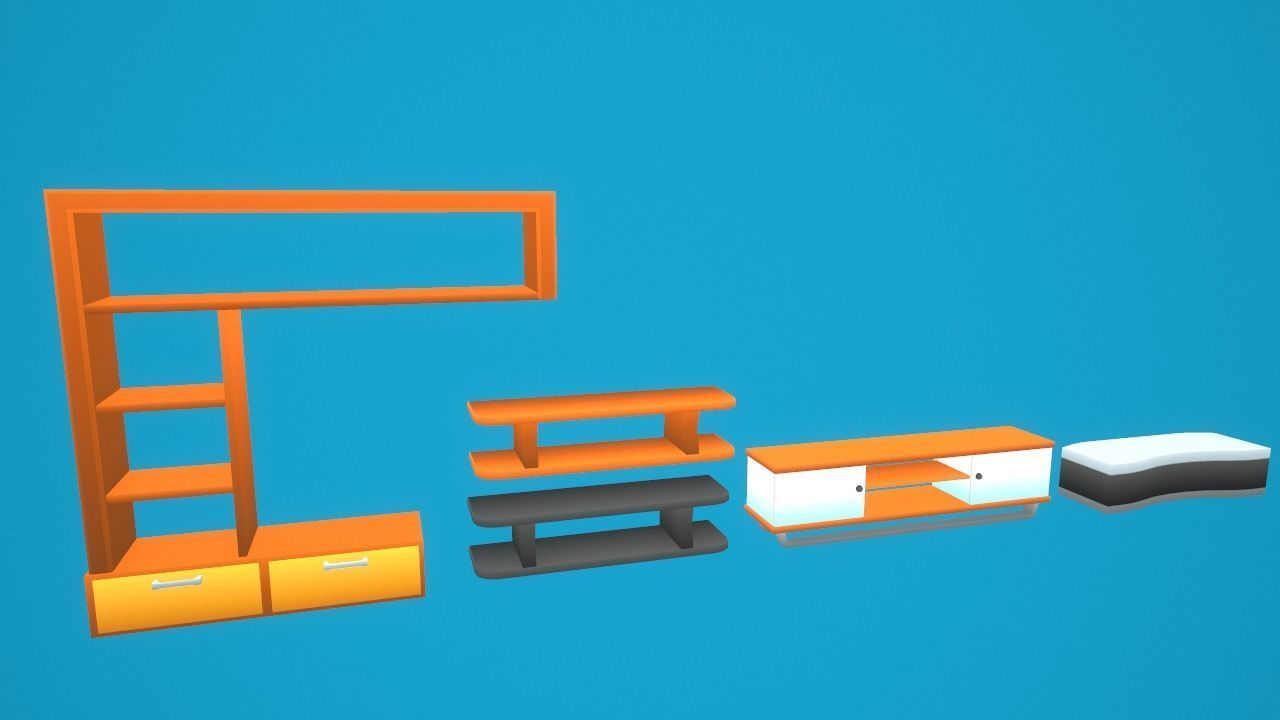 Furniture - Living Room Pack Low-poly 3D model_9