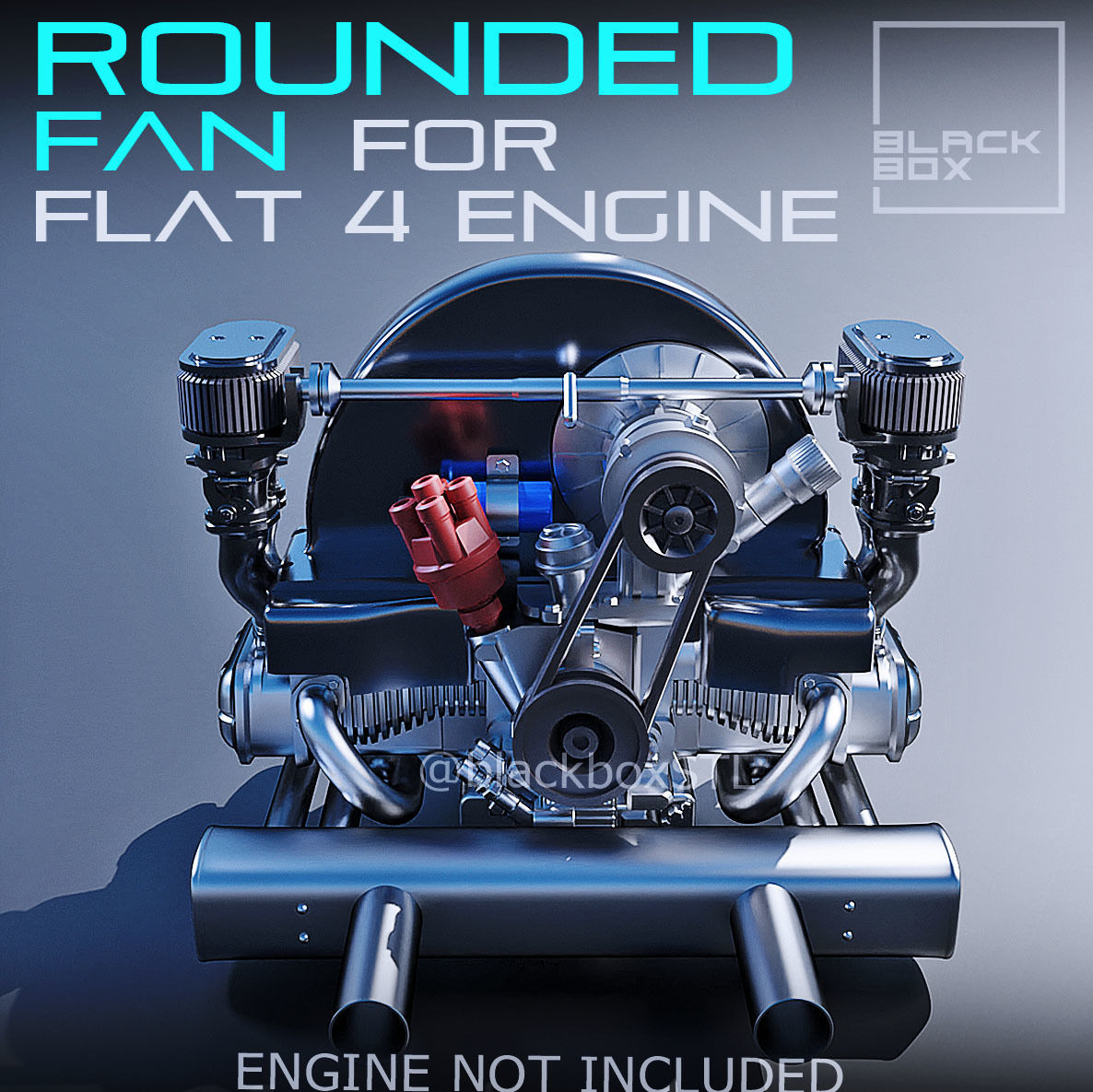 Rounded Fan set FOR FLAT 4 BASE ENGINE 1-24TH 3D print model_5