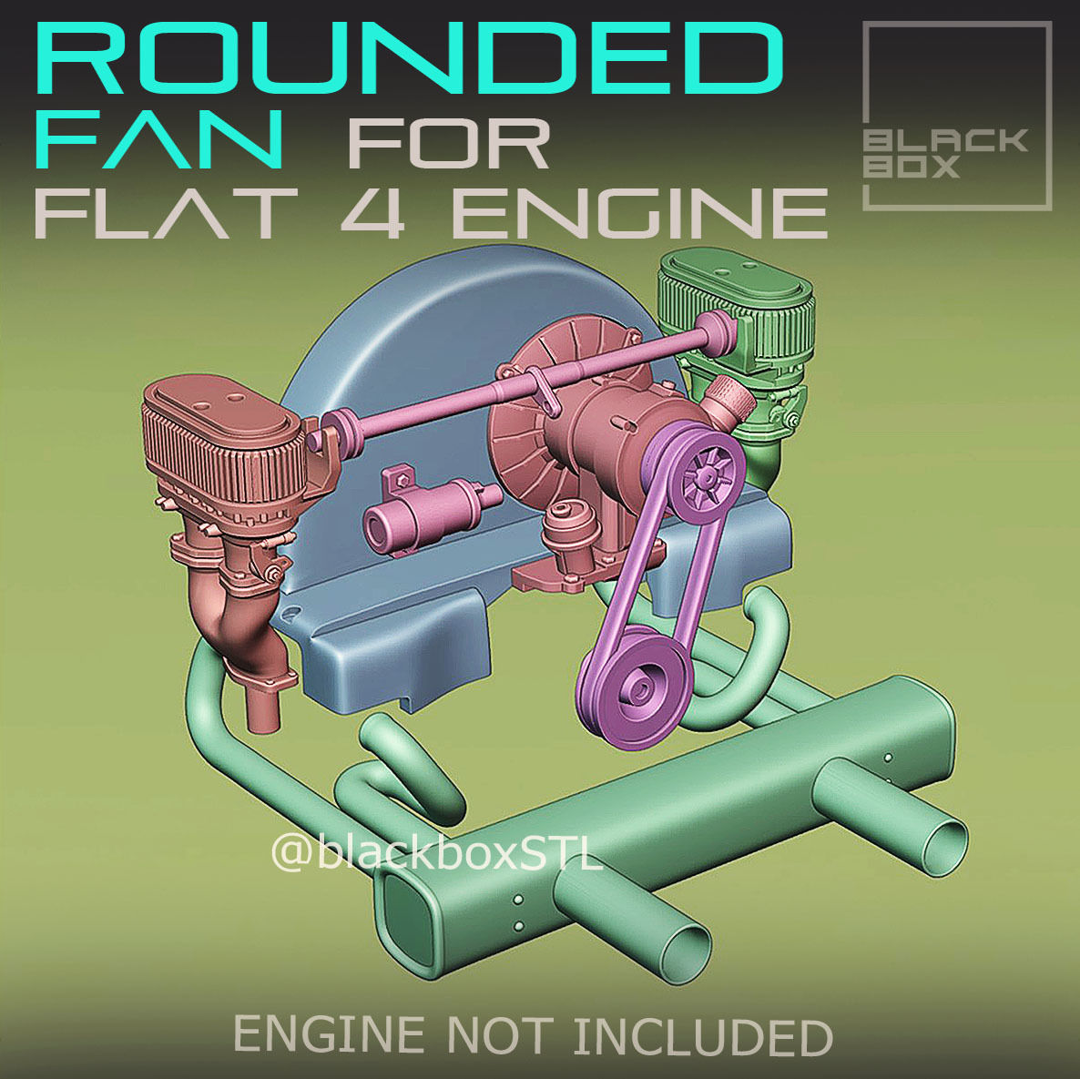 Rounded Fan set FOR FLAT 4 BASE ENGINE 1-24TH 3D print model_3