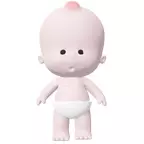 Lowpoly BabyBoo baby doll with diaper 3D model_0