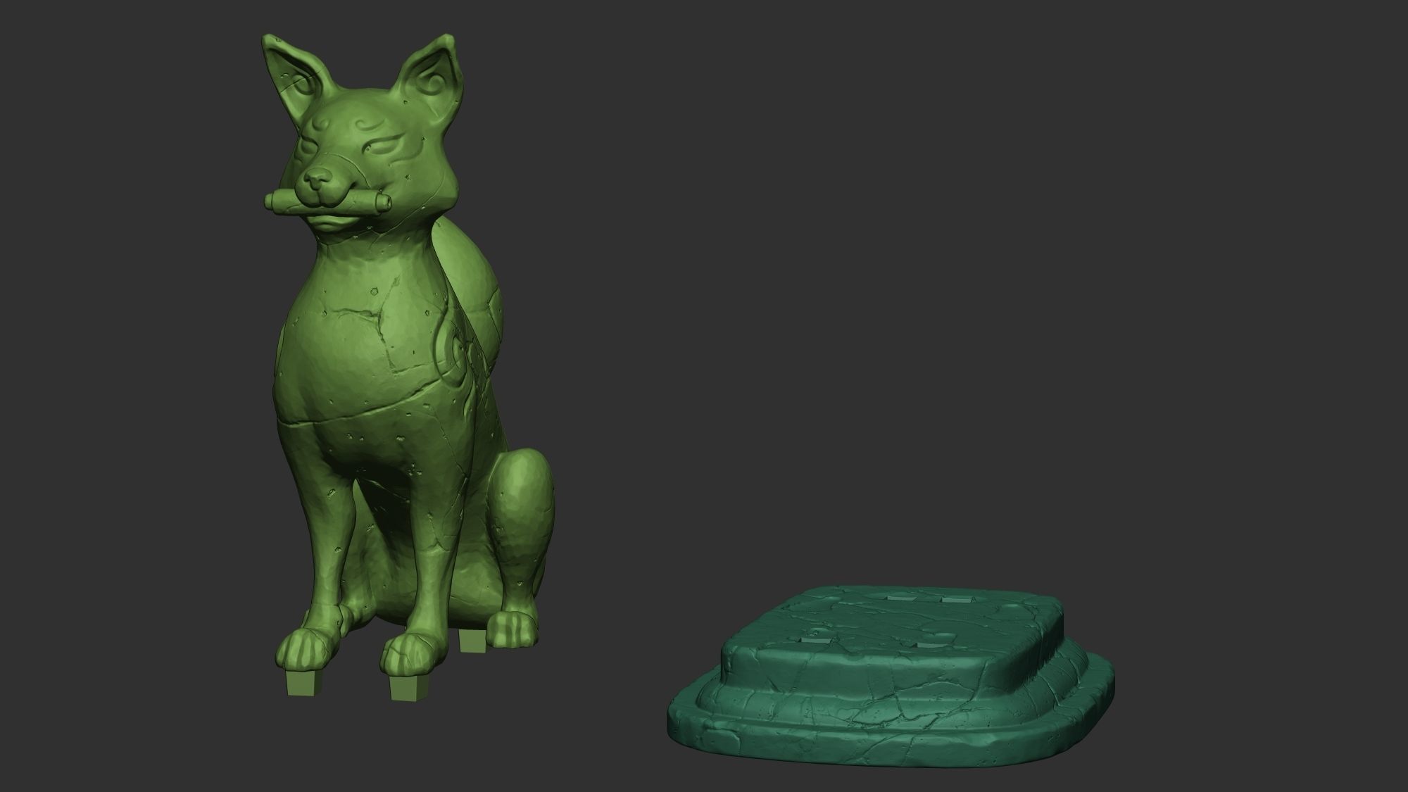 Kitsune statue of fox Free 3D print model_5