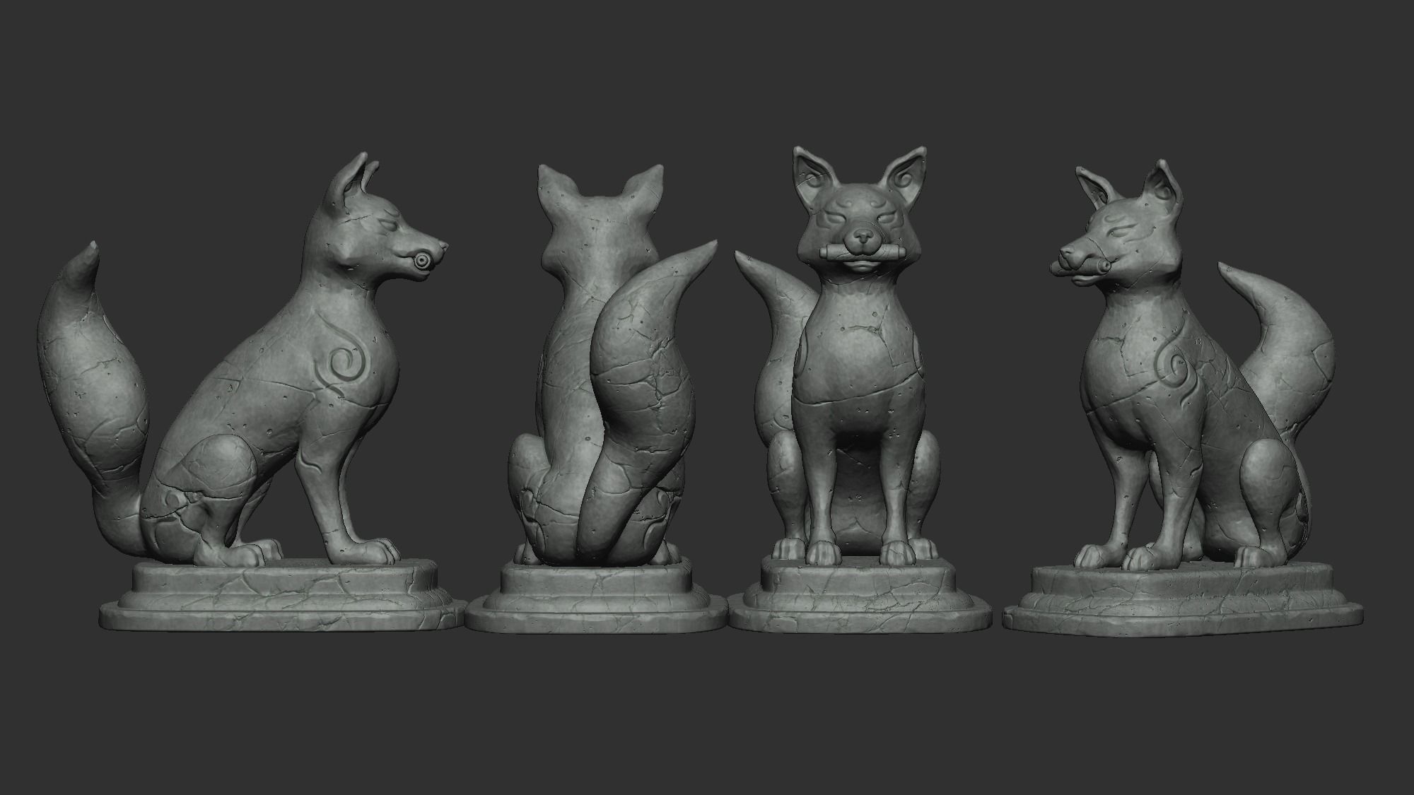 Kitsune statue of fox Free 3D print model_6