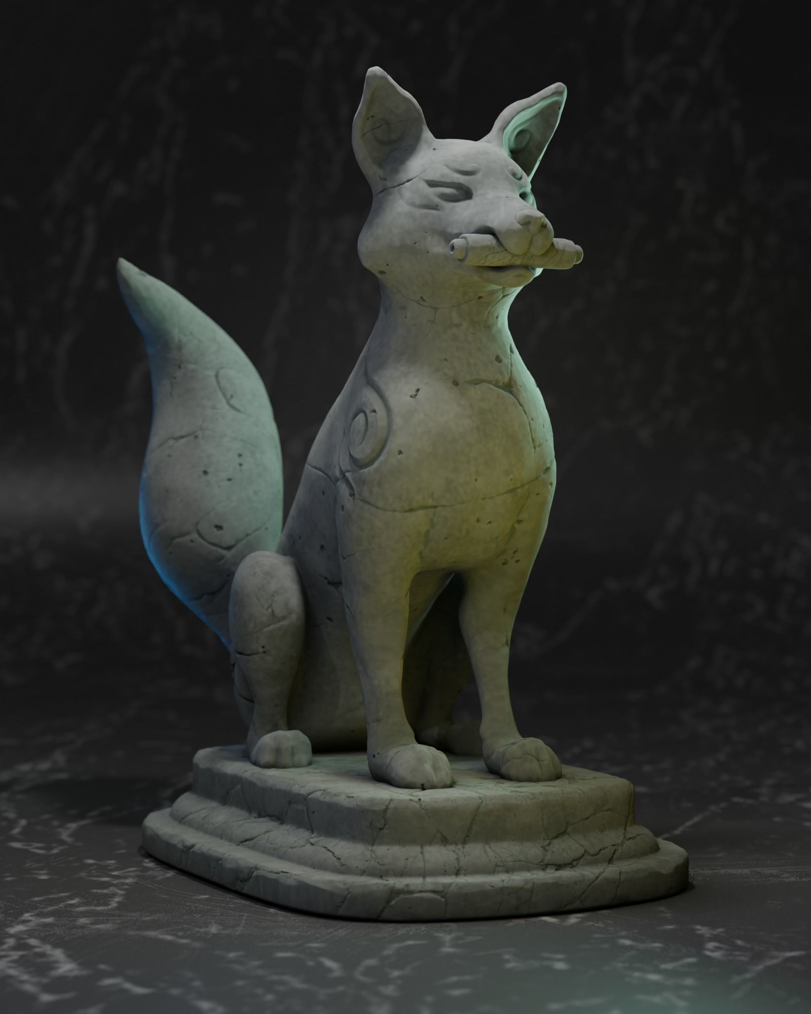 Kitsune statue of fox Free 3D print model_1