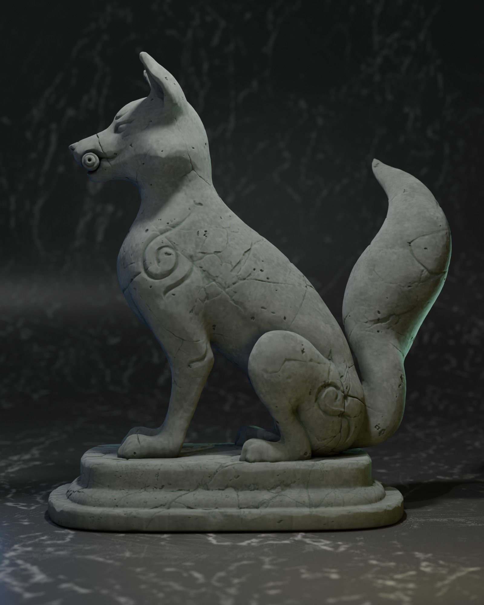 Kitsune statue of fox Free 3D print model_3