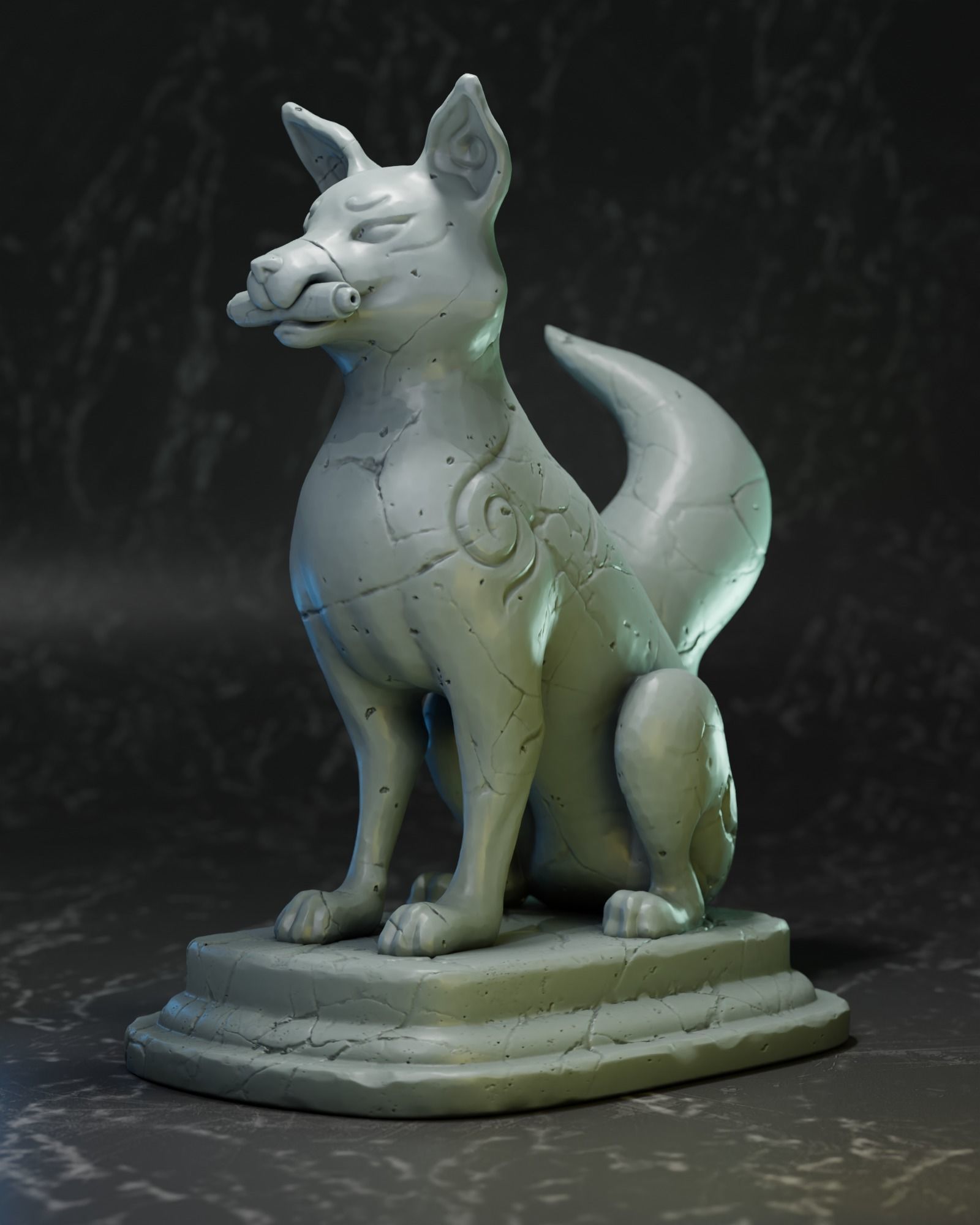 Kitsune statue of fox Free 3D print model_4