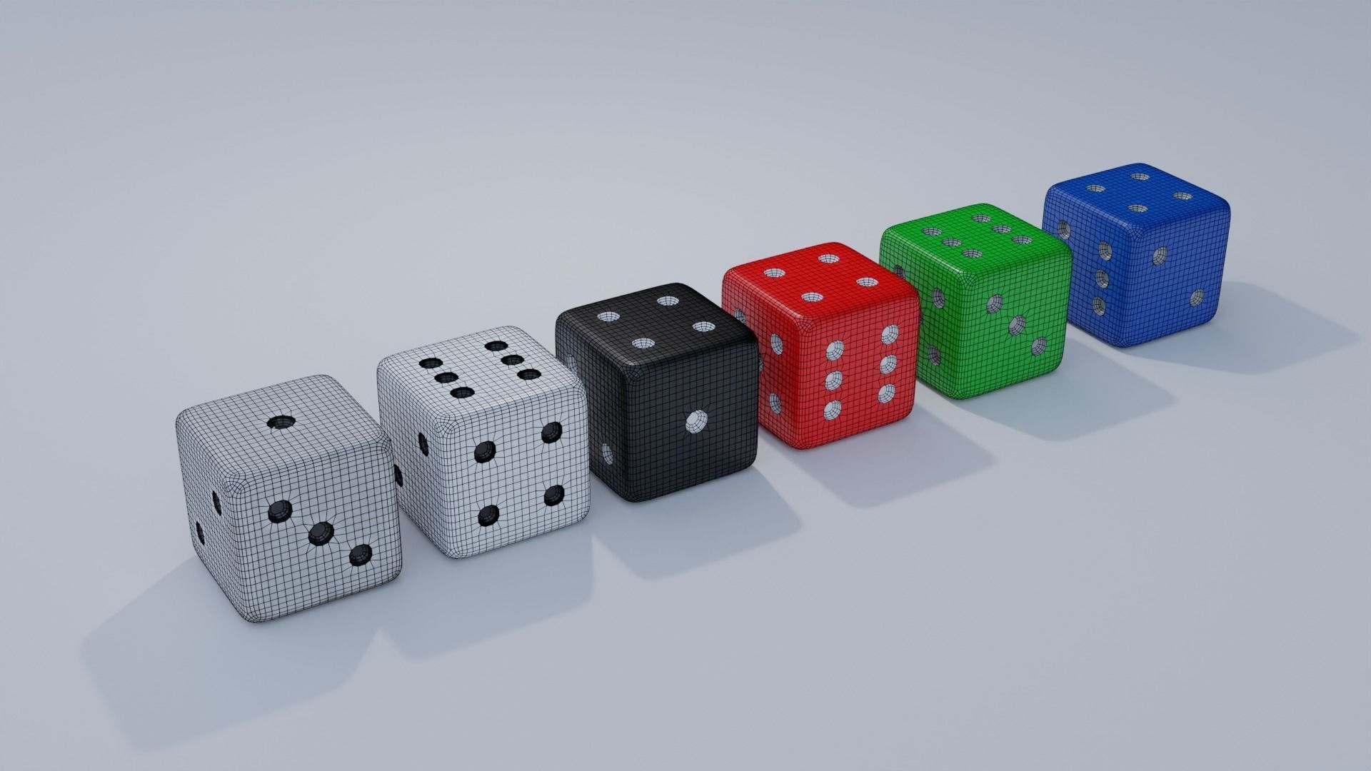 Large Dice Set with 4K Textures Low-poly 3D model_1
