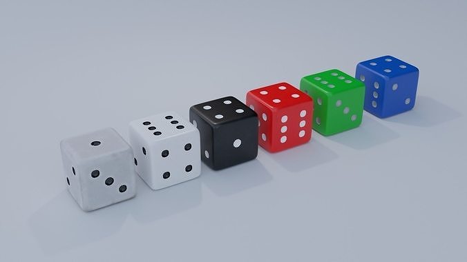 Large Dice Set with 4K Textures Low-poly 3D model