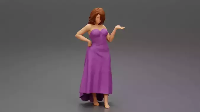 Beautiful Woman Pose in Studio in Classic Dress