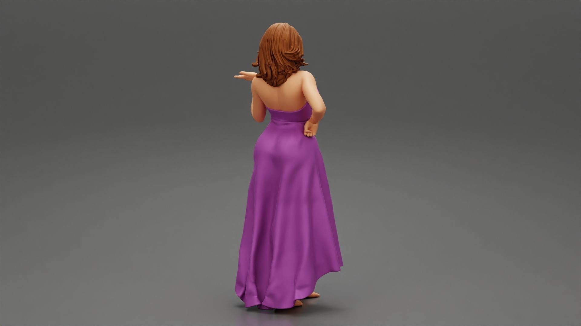 Beautiful Woman Pose in Studio in Classic Dress 3D print model_2