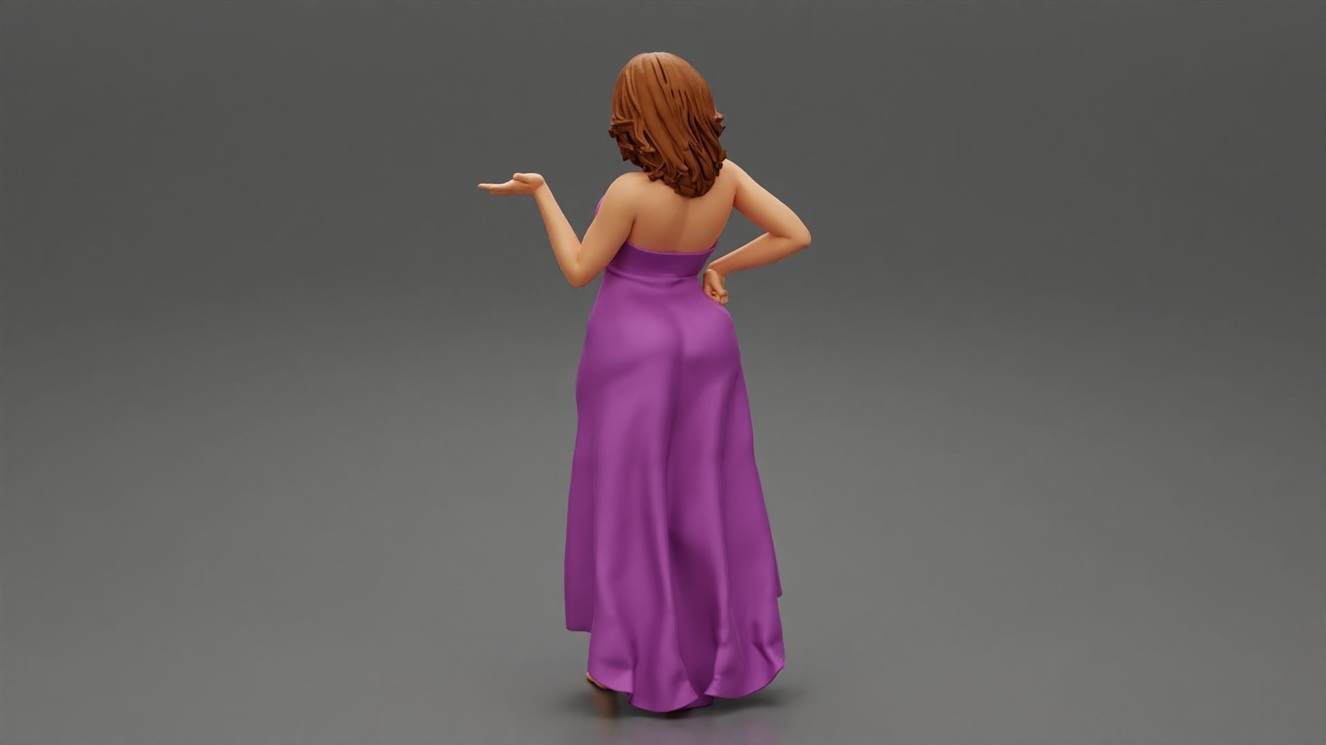 Beautiful Woman Pose in Studio in Classic Dress 3D print model_3