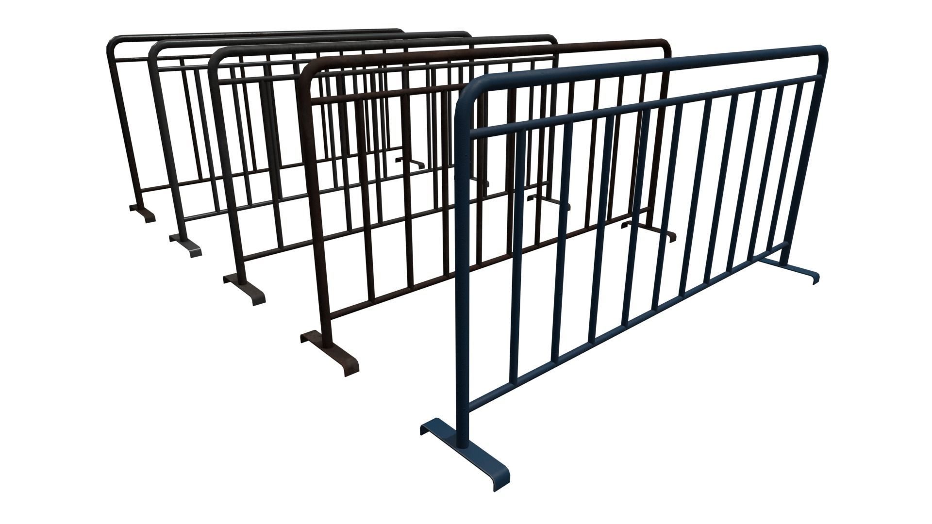 Temporary Steel Barriers Low-poly 3D model_7